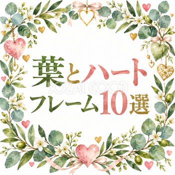 葉とハートフレーム10選｜おしゃれな無料イラスト素材 108904