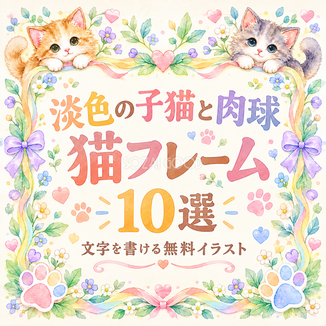 淡色の子猫と肉球フレーム10選 淡色の子猫と肉球フレーム10選