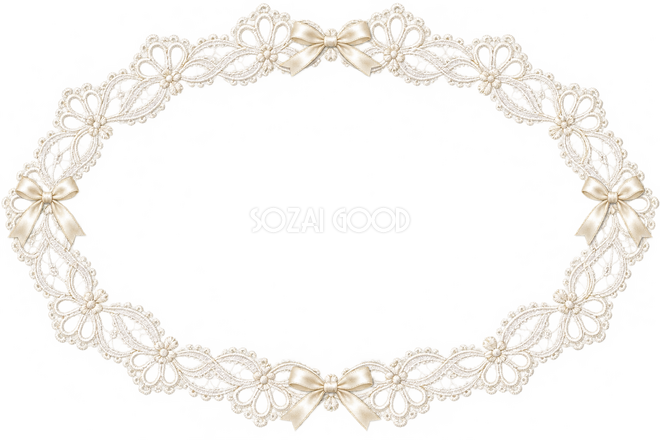 リボン付きのレース・横長の楕円枠 リボン付きのレース・横長の楕円枠