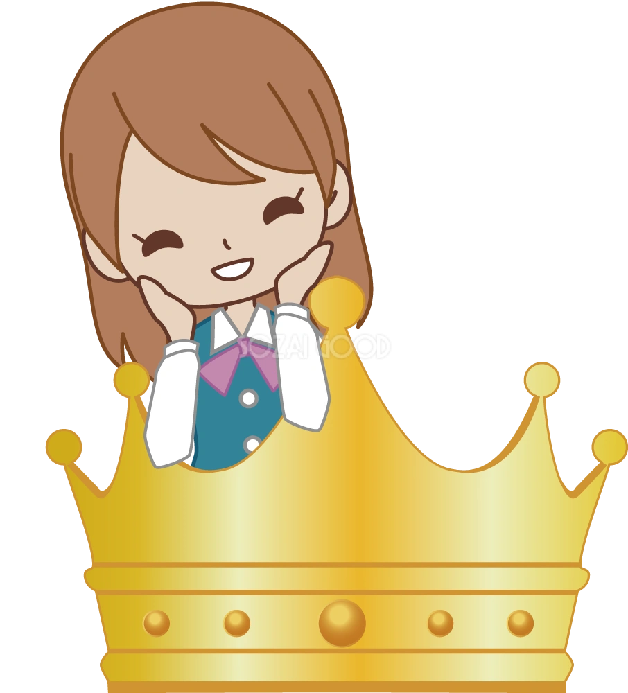 OLが王冠の中から笑顔でニコッ 無料イラスト