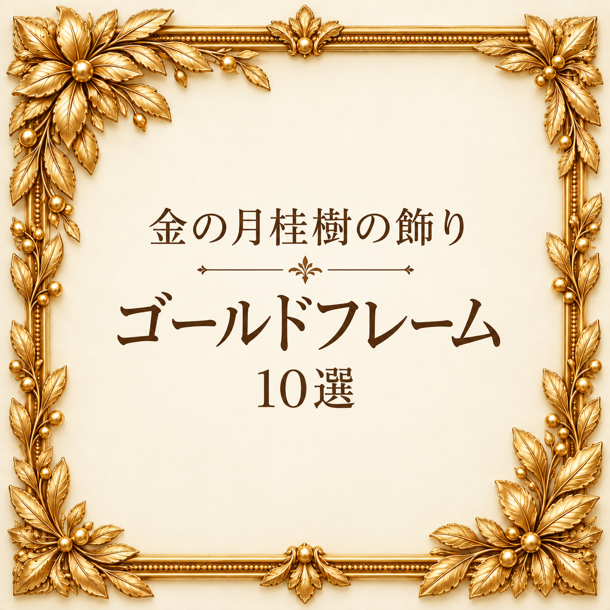 金の月桂樹の飾りフレーム10選｜高級感のある無料イラスト素材 109718に写真・文字を入れる