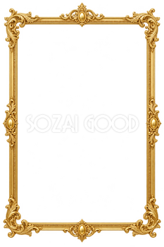 金の細密な飾り罫・頂部飾りの縦枠｜高級感のある無料フレームイラスト素材 109772