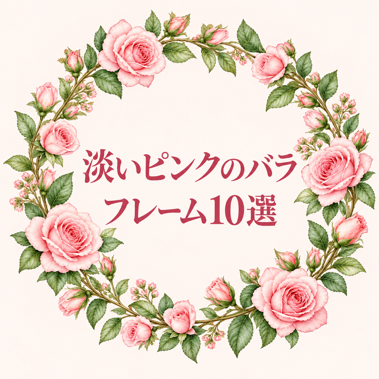 淡いピンクのバラフレーム10選｜おしゃれな無料イラスト素材 109839に写真・文字を入れる