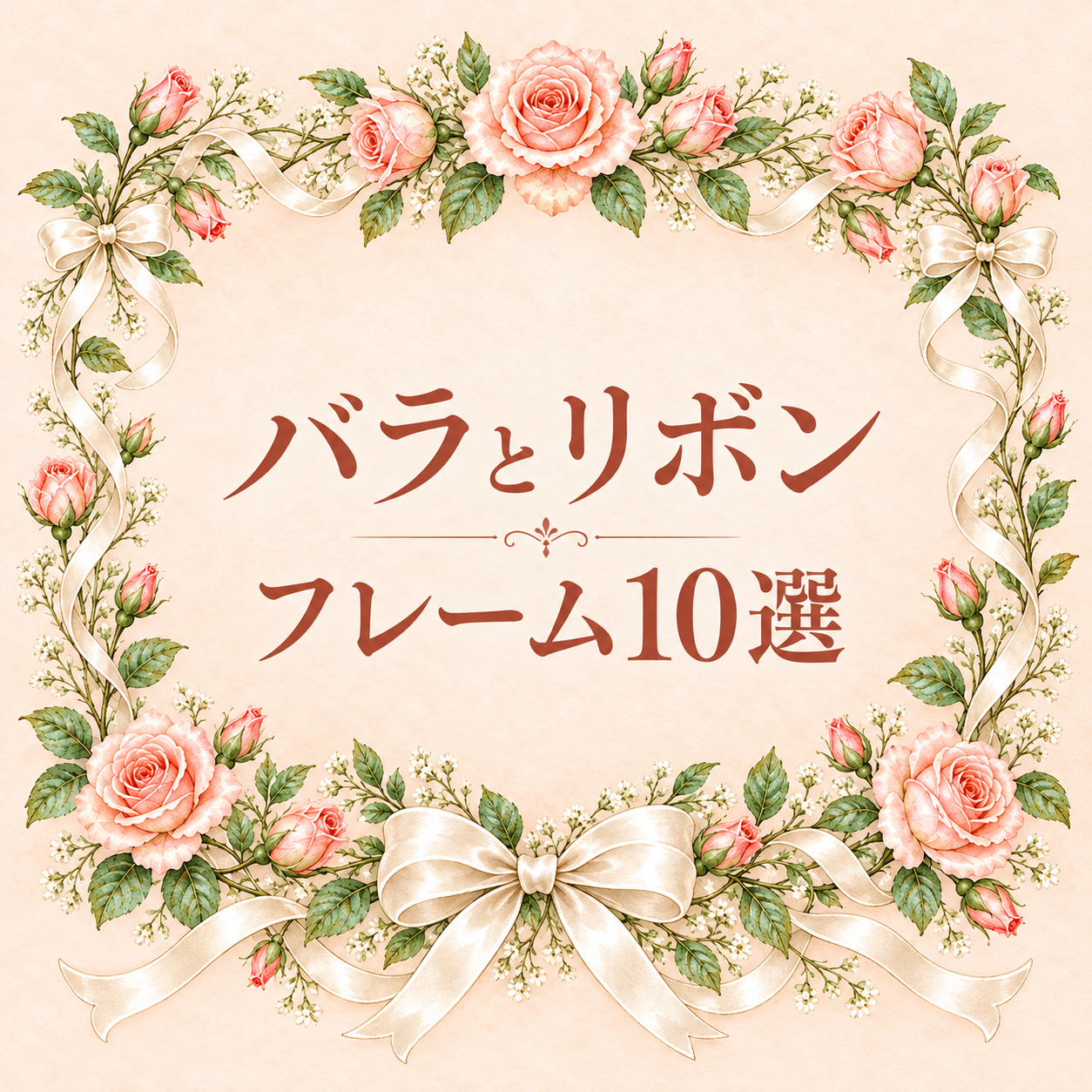 バラとリボンフレーム10選｜おしゃれな無料イラスト素材 109927に写真・文字を入れる