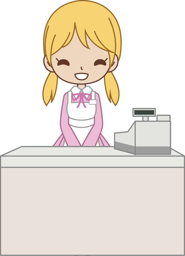ウェイター ウェイトレス女性が『 無料イラストに写真・文字を入れる