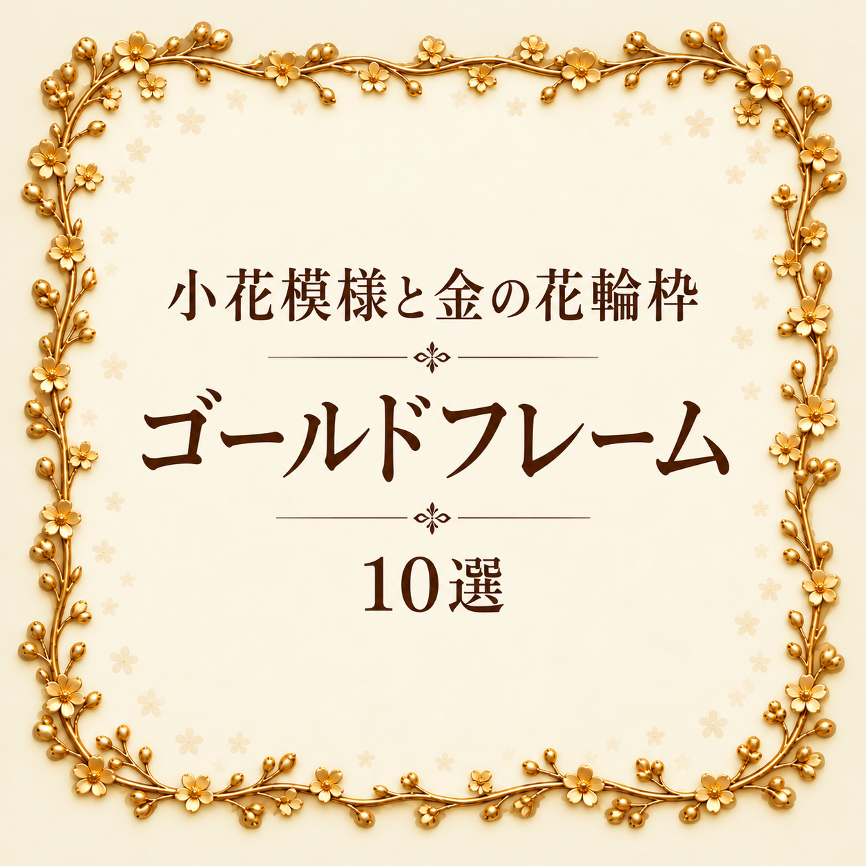 小花模様と金の花輪枠10選｜ゴールドフレームの無料イラスト素材 110122に写真・文字を入れる