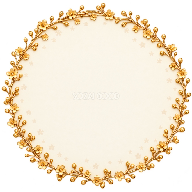 小花模様と金の花輪枠・小花の丸枠 小花模様と金の花輪枠・小花の丸枠