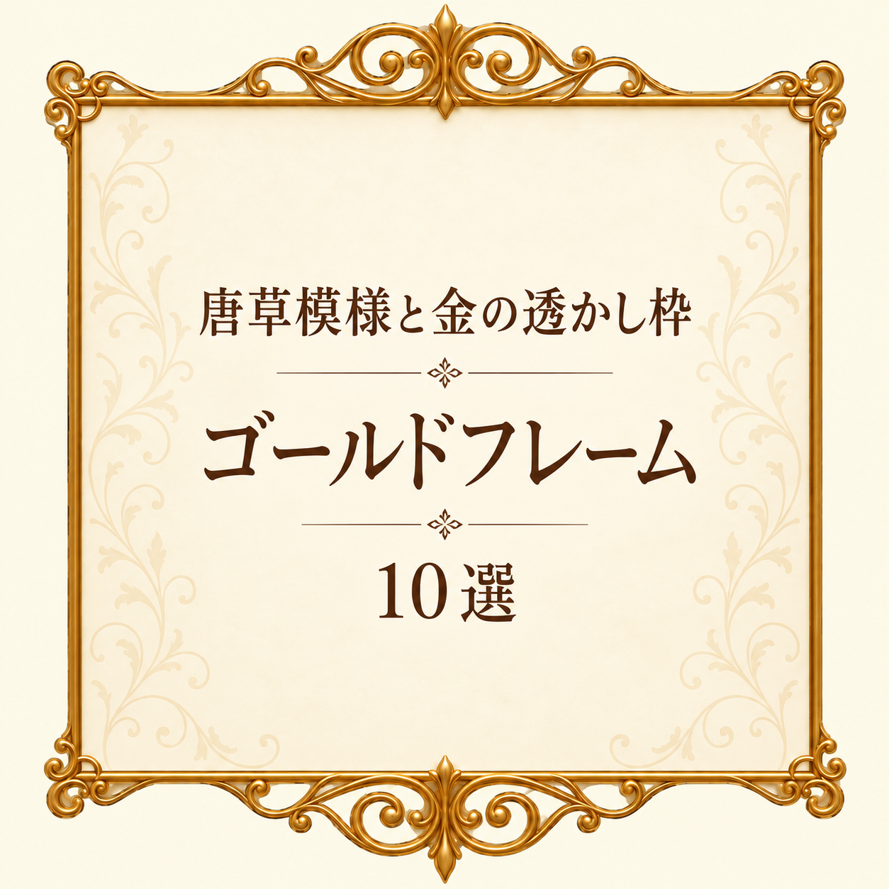 唐草模様と金の透かし枠10選｜ゴールドフレームの無料イラスト素材 110143に写真・文字を入れる
