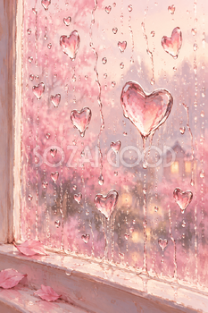 ハートの雨粒｜かわいいハート背景の無料イラスト素材 110414