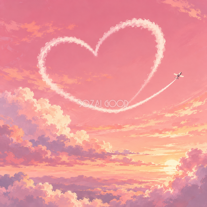 ハートの飛行機雲 ハートの飛行機雲
