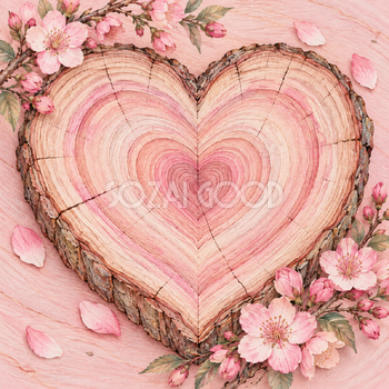 ハートの切り株｜かわいいハート背景の無料イラスト素材 110434