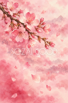 ハートの桜｜かわいいハート背景の無料イラスト素材 110438