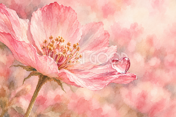 ハートの雫の花｜かわいいハート背景の無料イラスト素材 110457