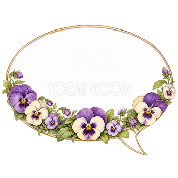 パンジーの花かご吹き出し｜おしゃれな無料イラスト素材 110610