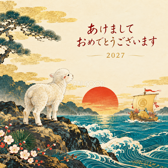 宝船を見送る羊 宝船を見送る羊