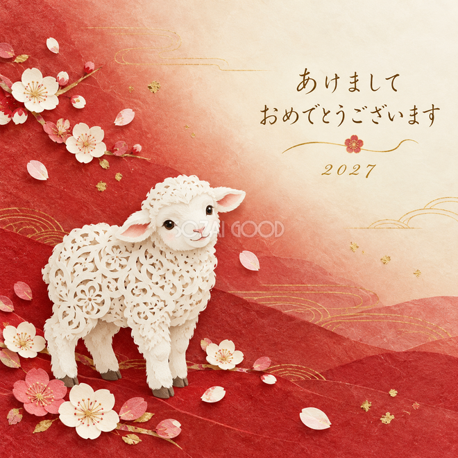 透かし切り絵の羊 透かし切り絵の羊