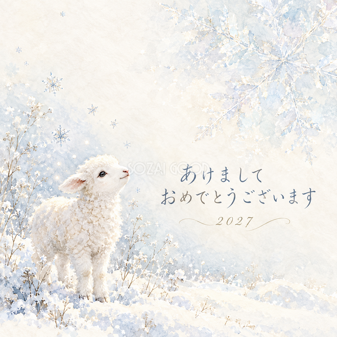 雪の結晶と羊 雪の結晶と羊