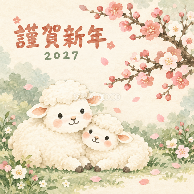 梅の木の下の親子 梅の木の下の親子