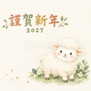 金の小さな水玉｜まんまる羊の年賀状背景・無料イラスト素材・文字なし版あり 110964