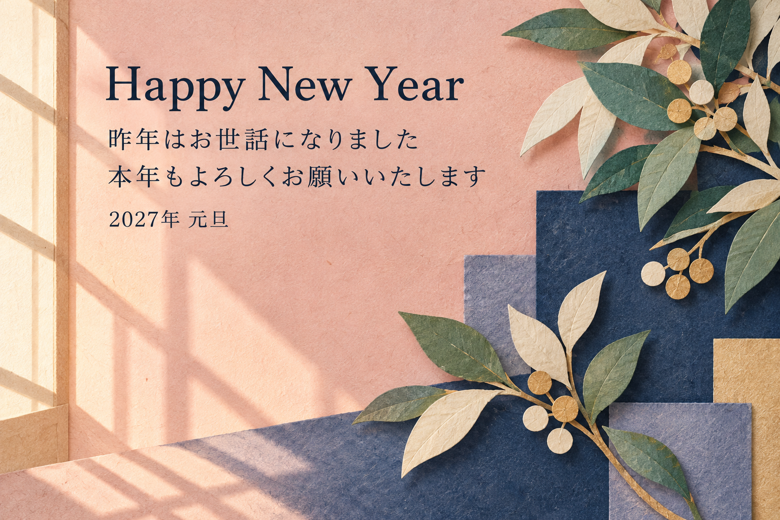 光の窓辺｜年賀状背景・無料イラスト素材・文字なし版あり 111116に写真・文字を入れる