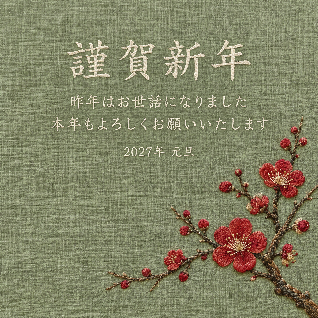 梅の糸｜年賀状背景・無料イラスト素材・文字なし版あり 111127に写真・文字を入れる