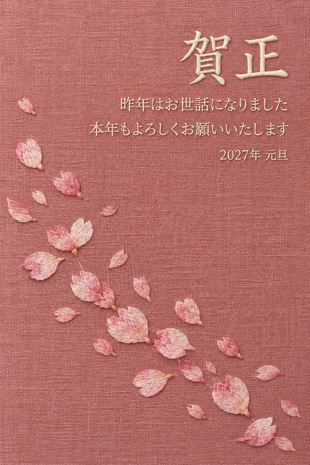 花びらの散歩｜年賀状背景・無料イラスト素材・文字なし版あり 111133に写真・文字を入れる