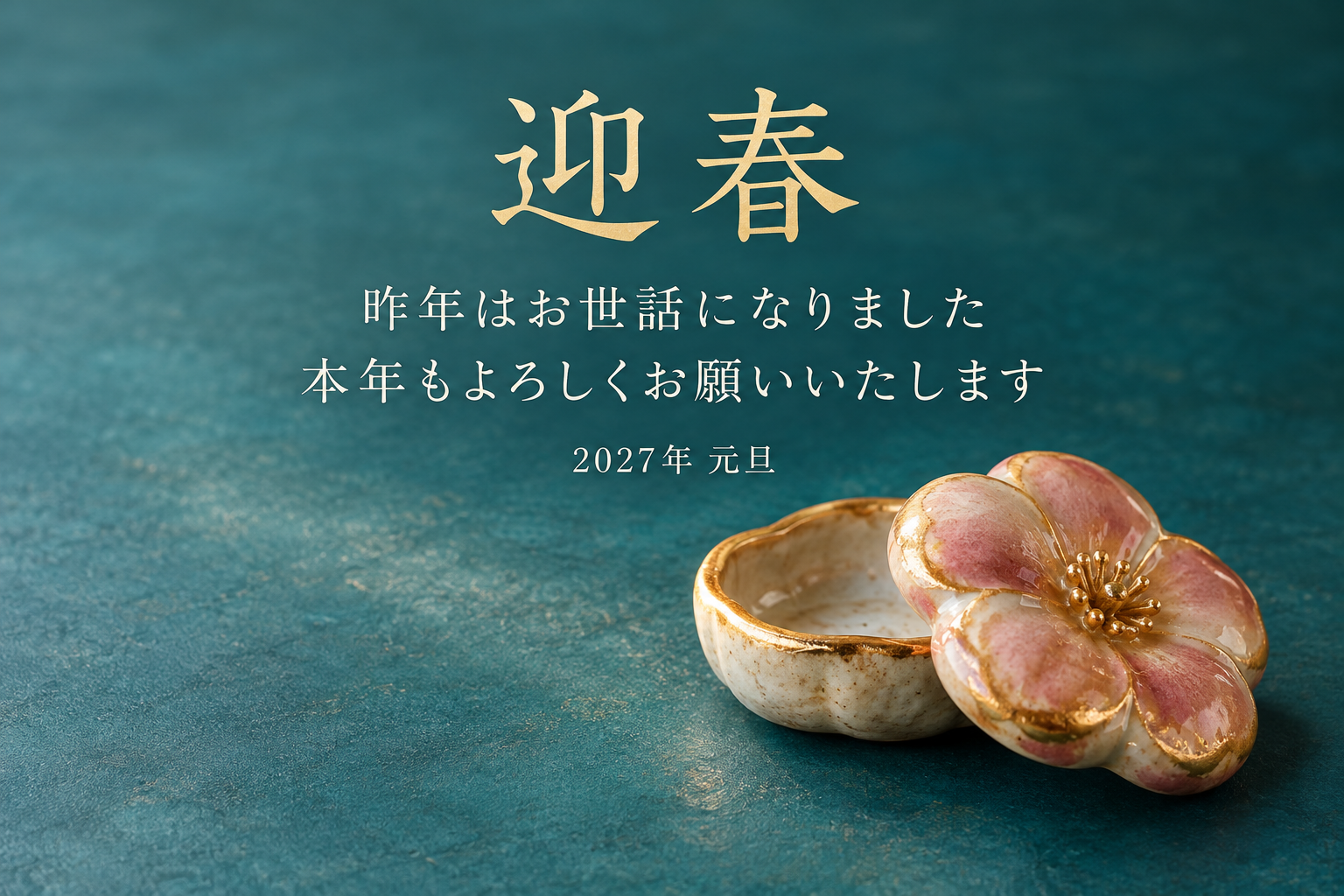 花の香合｜年賀状背景・無料イラスト素材・文字なし版あり 111145に写真・文字を入れる