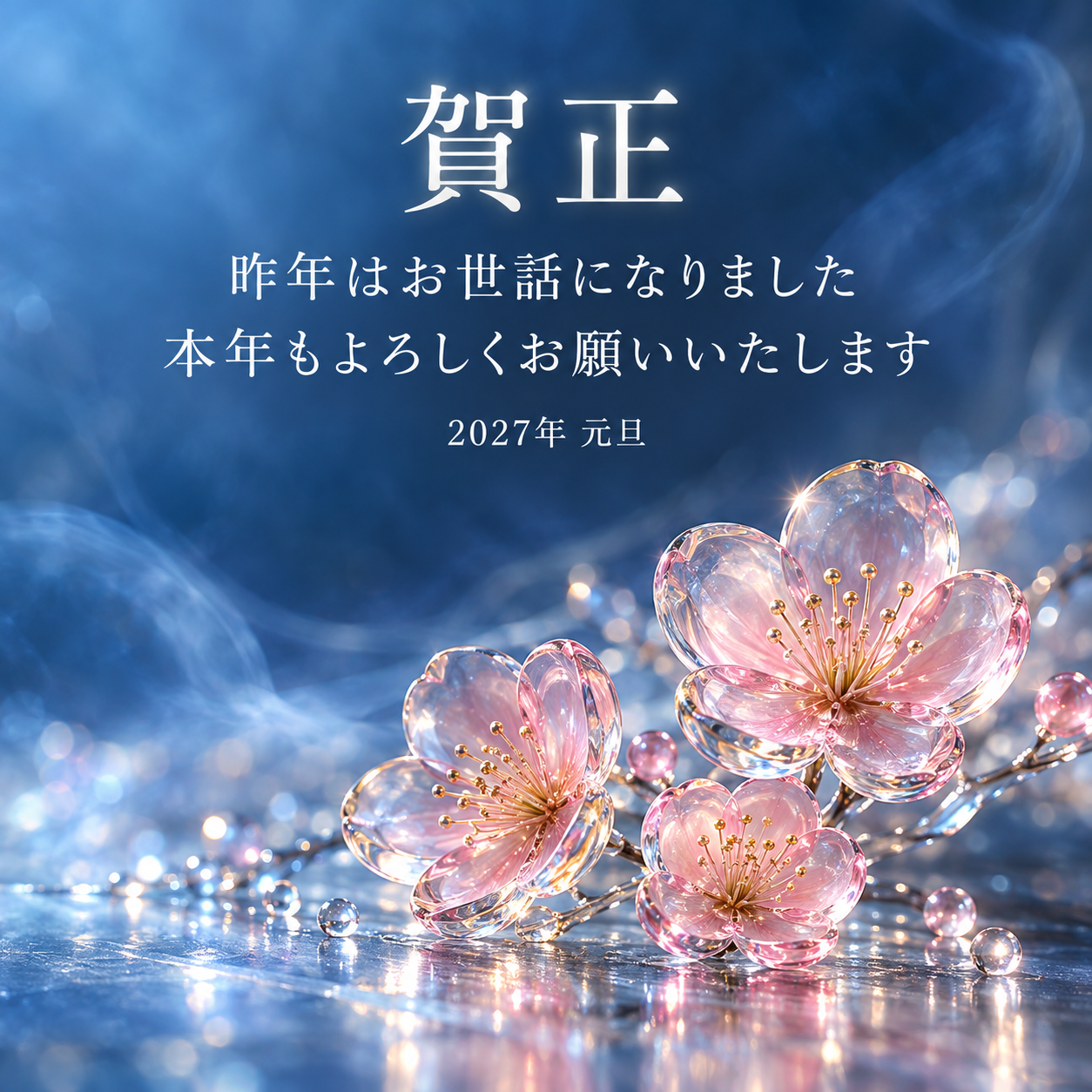 硝子の梅｜年賀状背景・無料イラスト素材・文字なし版あり 111147に写真・文字を入れる