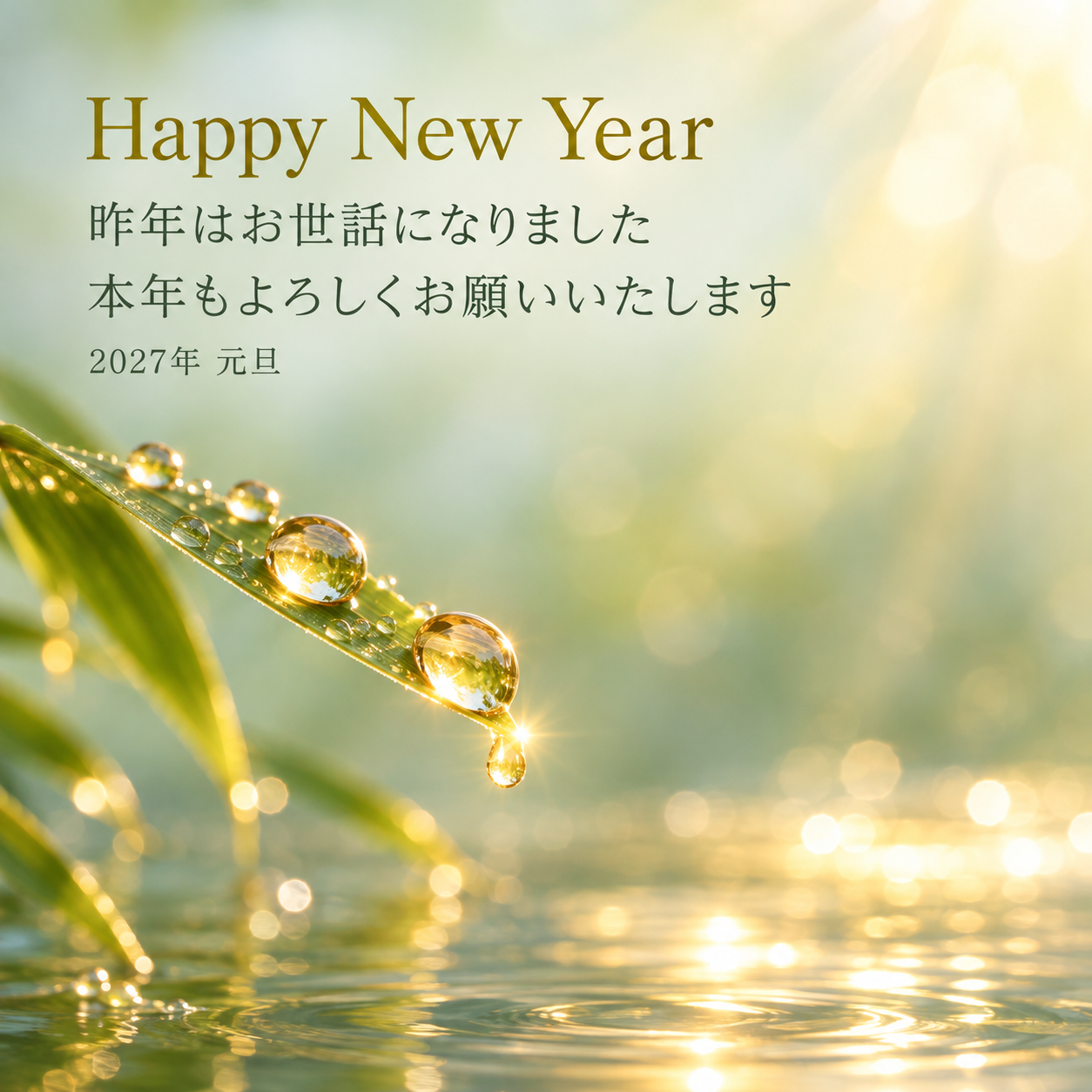 朝日の雫｜年賀状背景・無料イラスト素材・文字なし版あり 111148に写真・文字を入れる
