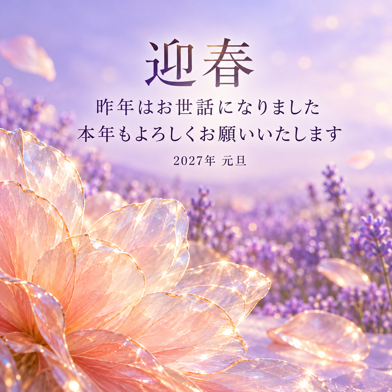 透ける花びら｜年賀状背景・無料イラスト素材・文字なし版あり 111150に写真・文字を入れる