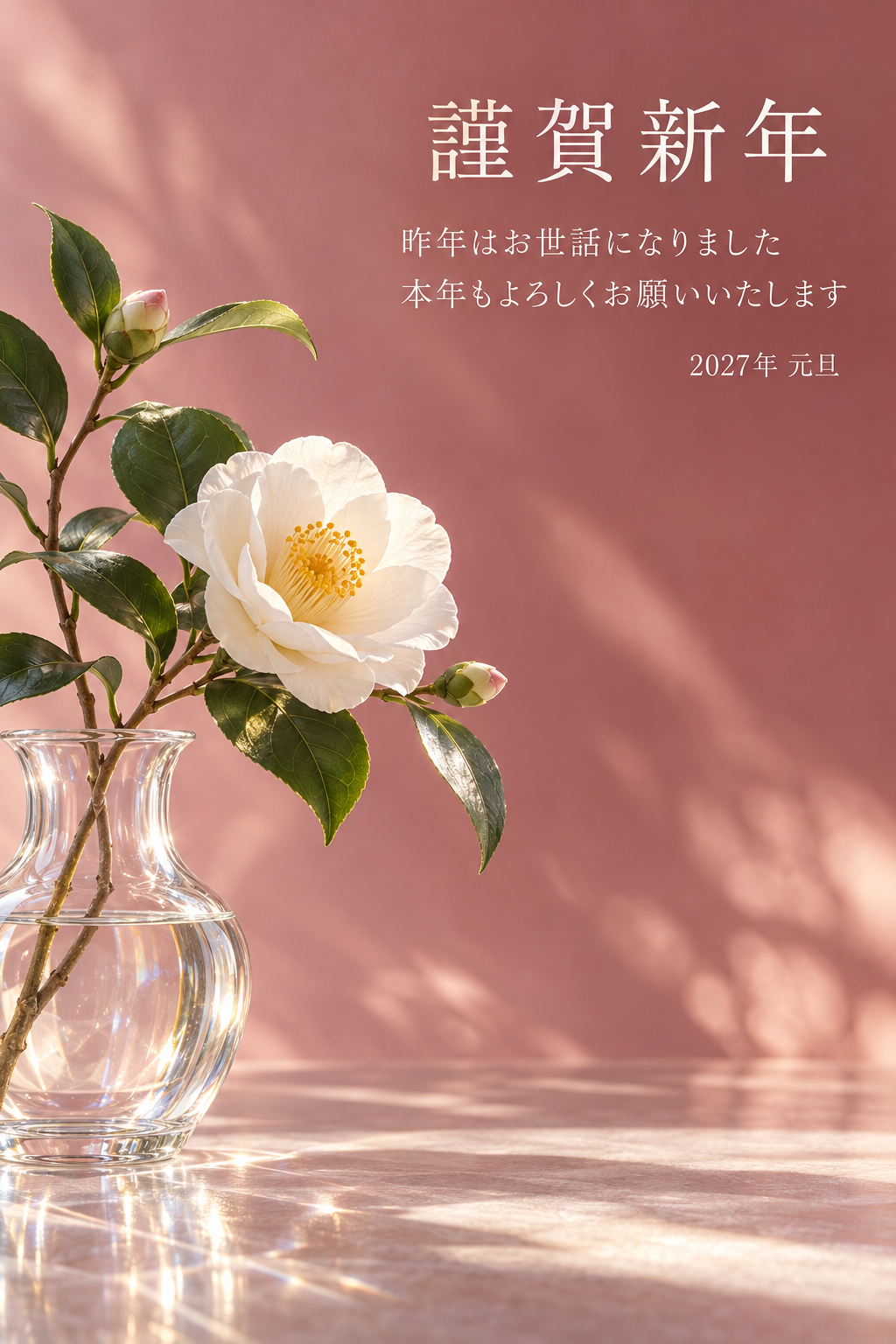 硝子の花器｜年賀状背景・無料イラスト素材・文字なし版あり 111153に写真・文字を入れる