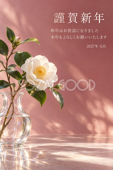 硝子の花器｜年賀状背景・無料イラスト素材・文字なし版あり 111153