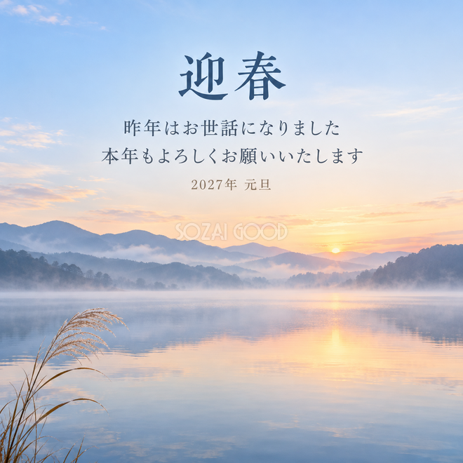 朝もやの湖畔 朝もやの湖畔