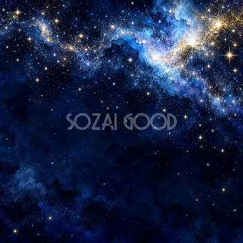青い星雲と銀の光｜星の背景の無料イラスト素材 111188