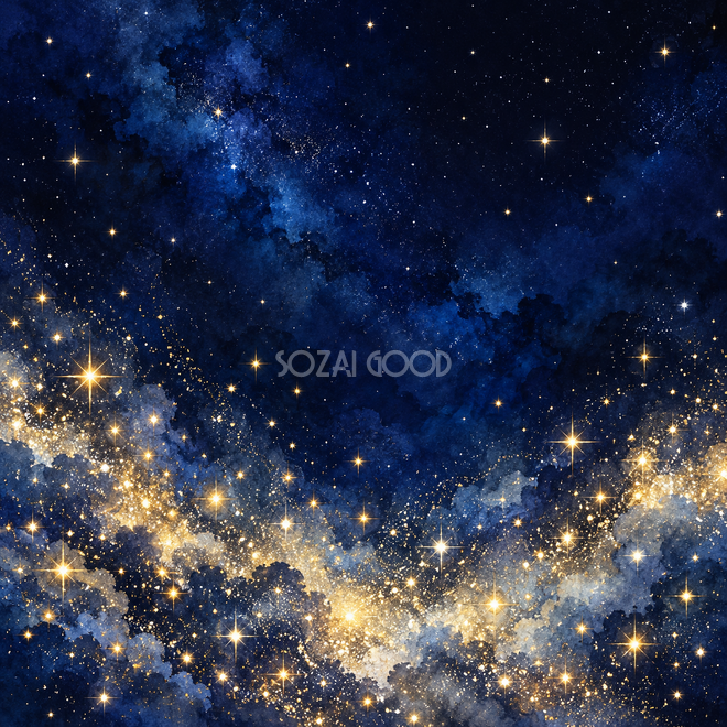 金の星が集まる夜空 金の星が集まる夜空