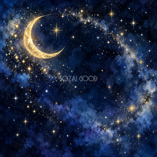 金の三日月と星明かり 金の三日月と星明かり