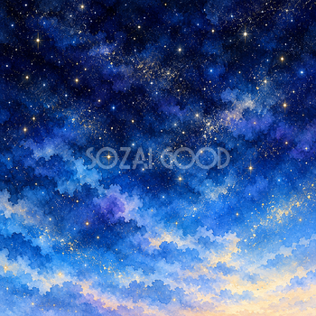 明け方の青と輝く星｜星の背景の無料イラスト素材 111196