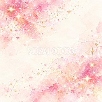 桃色の水彩と星くず｜星の背景の無料イラスト素材 111197