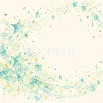 ミント色の星の波｜星の背景の無料イラスト素材 111200