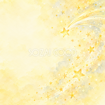 淡い黄色と流れ星｜星の背景の無料イラスト素材 111201