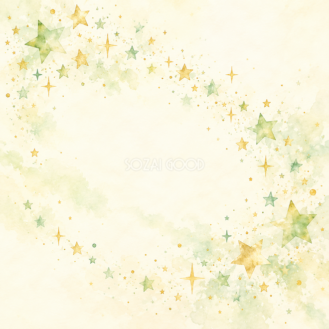 淡い緑と金の星