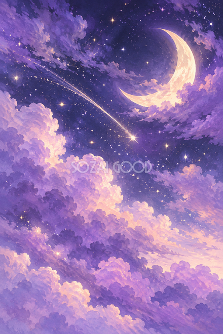 紫の雲と三日月