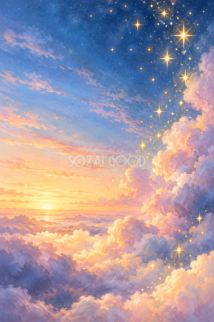 夜明けの雲と金の星