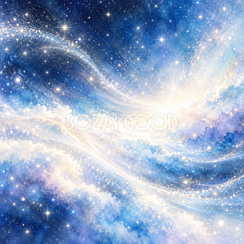 白い光と細かな星の波｜星の背景の無料イラスト素材 111227