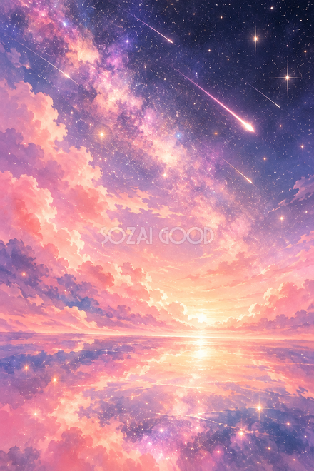 桃色の光と流れ星 桃色の光と流れ星