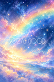 虹色の光と小さな星｜星の背景の無料イラスト素材 111231