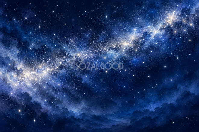 紺の夜空と銀の星の帯 紺の夜空と銀の星の帯