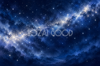 紺の夜空と銀の星の帯｜星の背景の無料イラスト素材 111232
