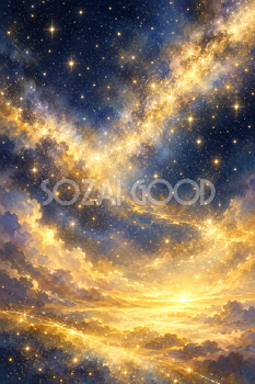 金色の光が広がる星空｜星の背景の無料イラスト素材 111233