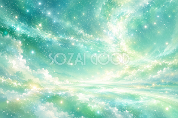 ミント色の光と白い星｜星の背景の無料イラスト素材 111234